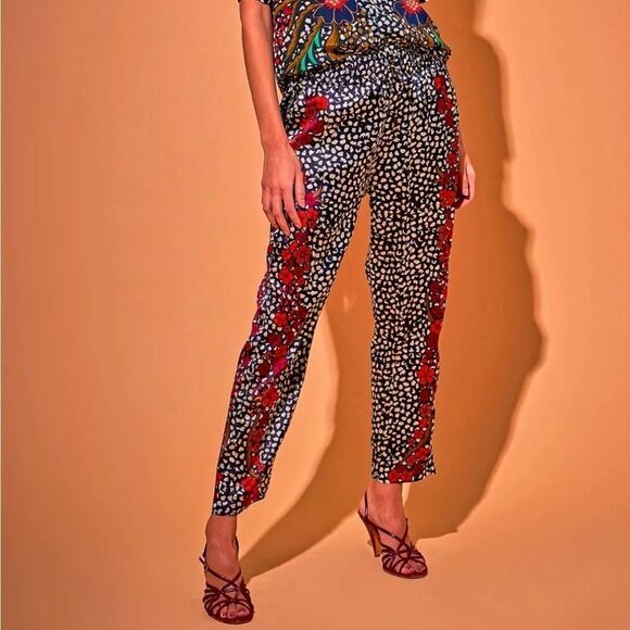 Tucker Julia Pant Baroque Floral in Silk Stretch Charmeuse - Picture 1 of 4